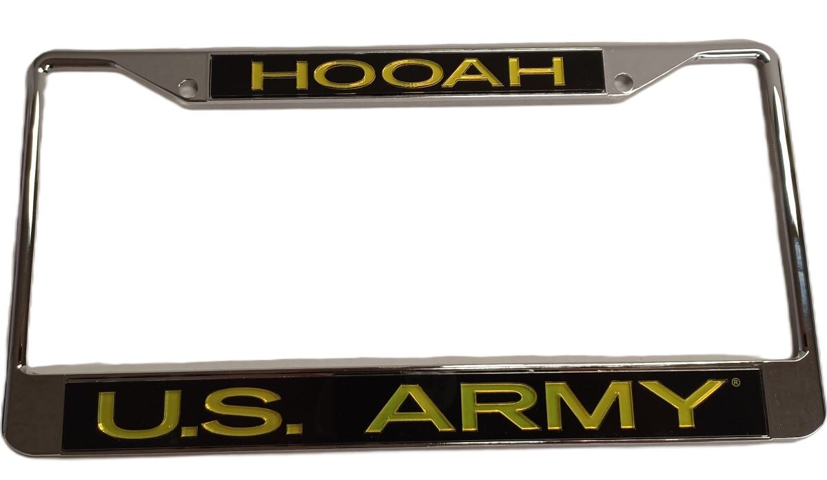 US Army HOOAH! License Plate Frame - Standard Size, Black